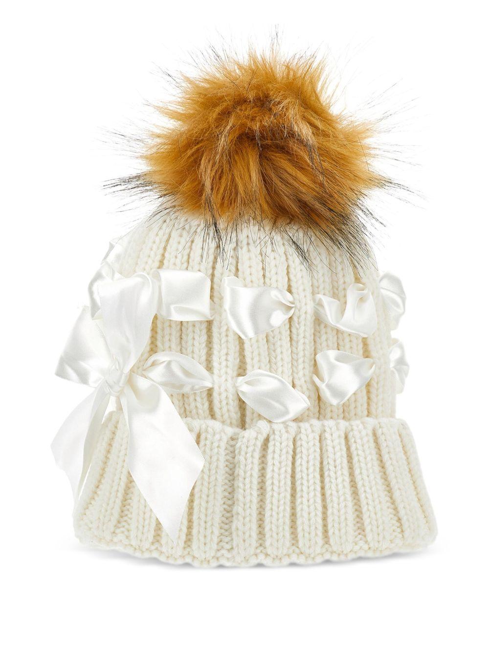 Berretto Panna a Coste con Pompon 17F0066063 0001 MONNALISA KIDS 