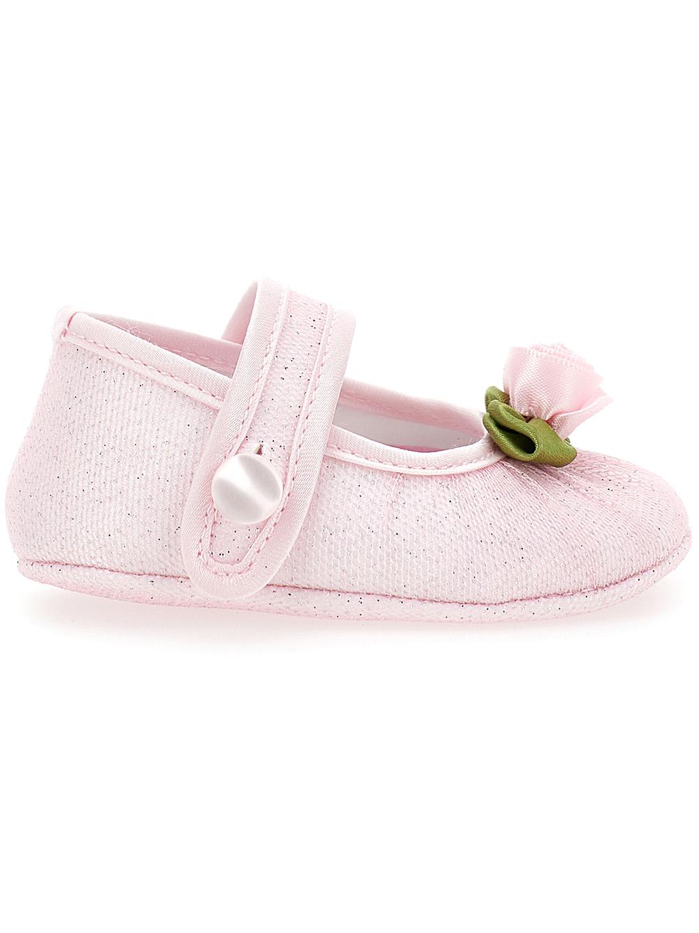 Scarpette rosa neonata con chiusura diamante e paillettes