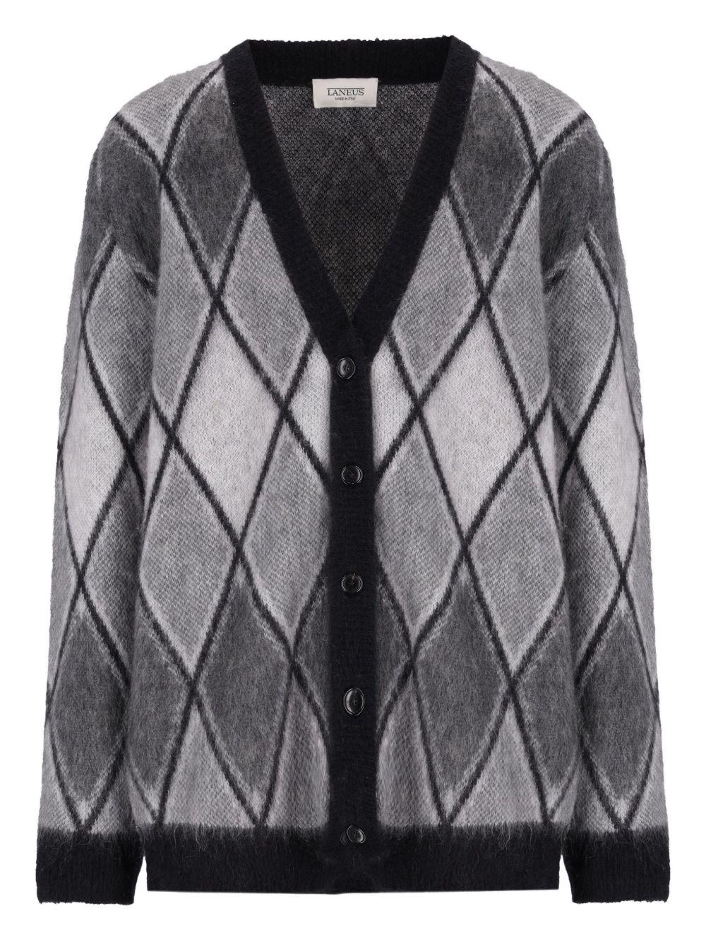 Cardigan Grigio con Motivo a Rombi F5LAMACA078 100 LANEUS 