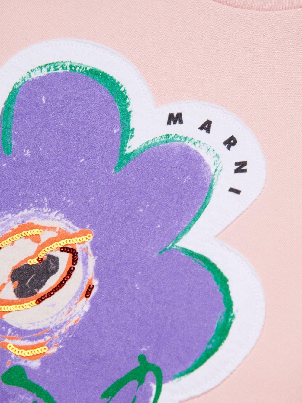 Felpa in cotone con fiore applicato M01814M00V1 0M351 MARNI KIDS 