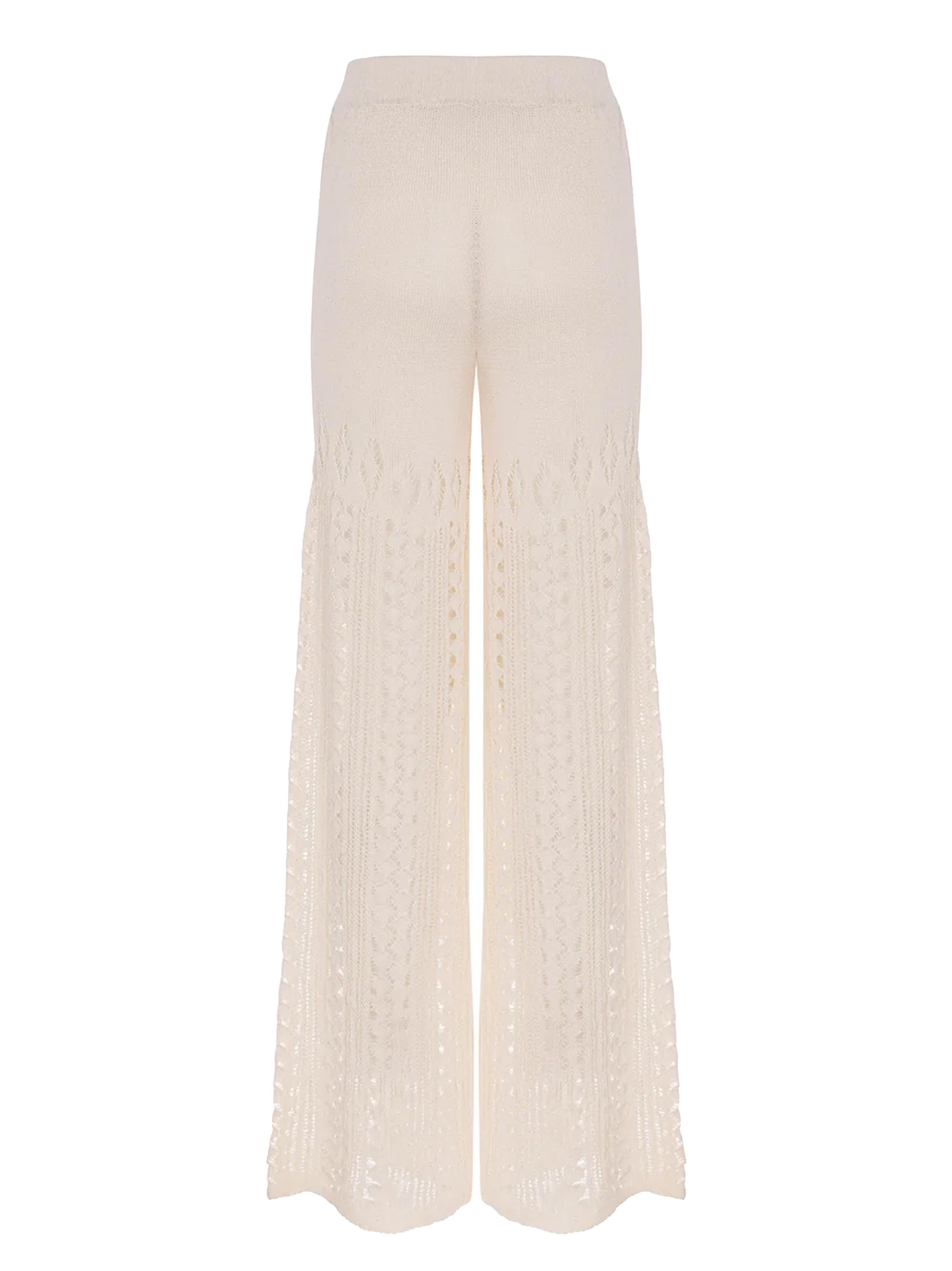 Pantalone panna traforato misto lino PTKD05074 PANNA AKEP 