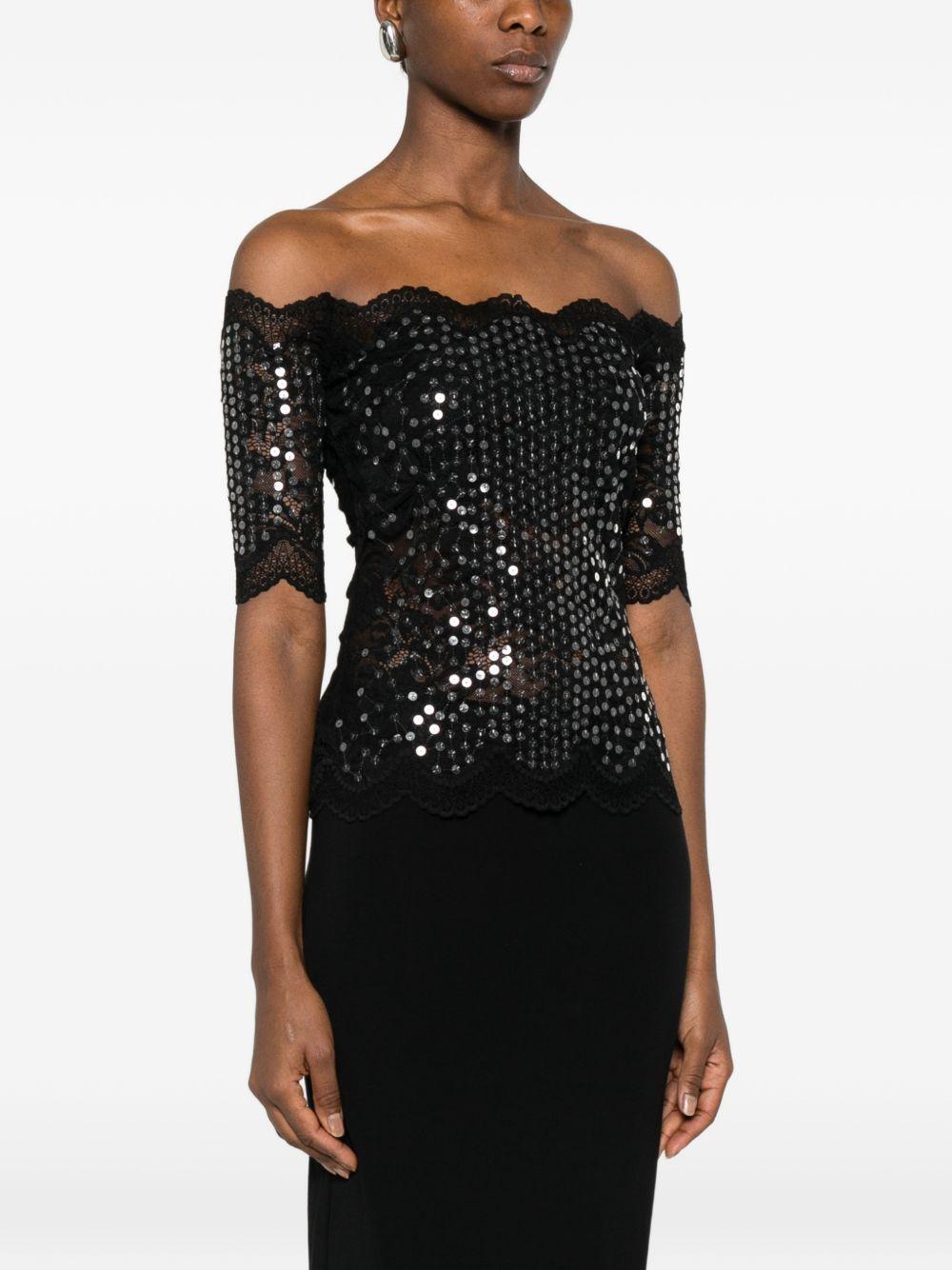 Top con paillettes scollo bardot 26PJTO027PA0170 P001 RABANNE 