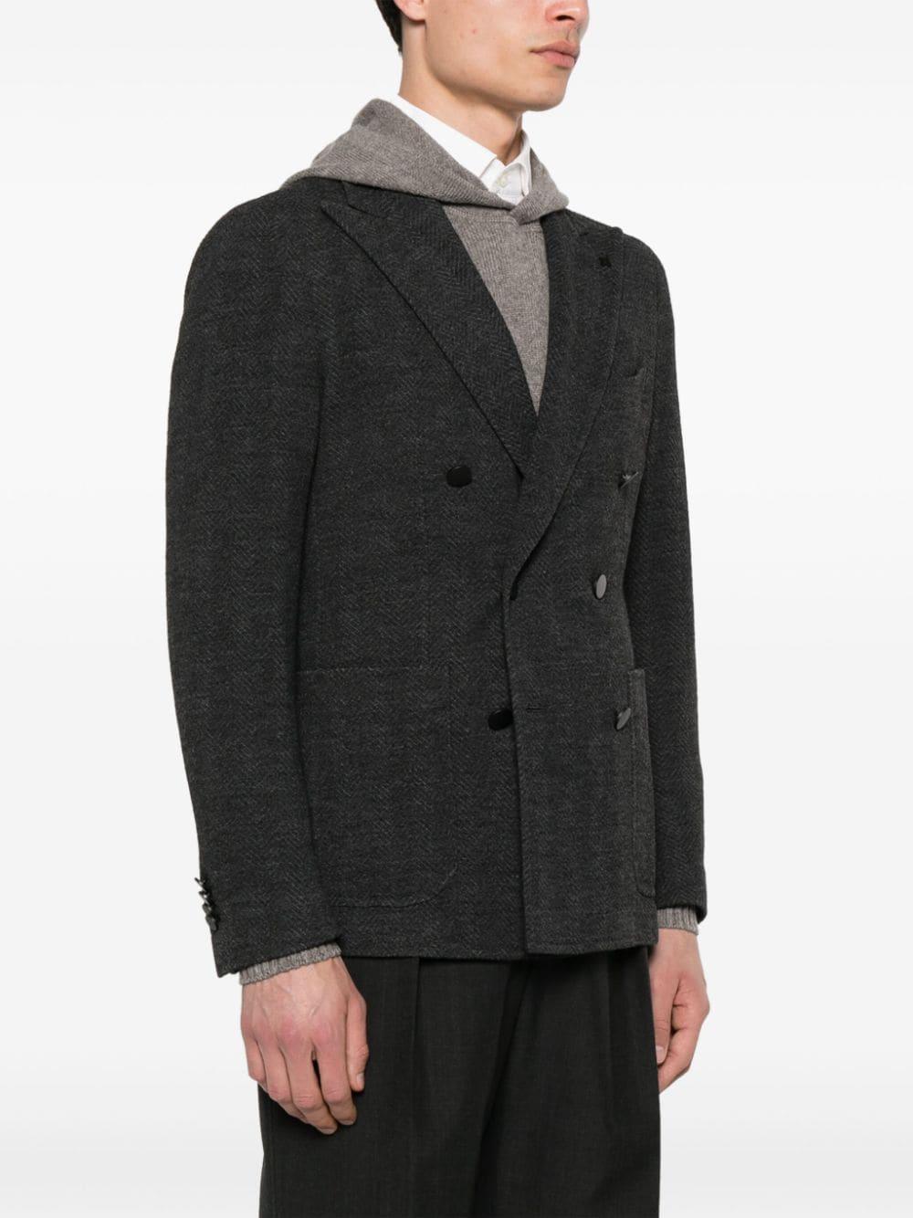 Blazer doppiopetto grigio finitura in rilievo a spina di pesce 1SMJ20K720003 S1431 TAGLIATORE 