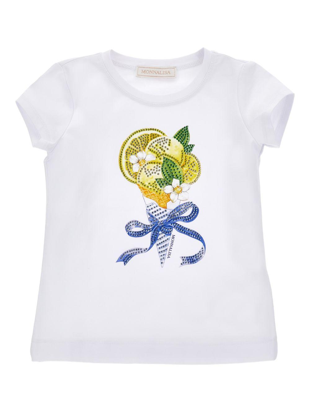 T-shirt con applicazione di limoni 19G6207032 0099 MONNALISA KIDS 