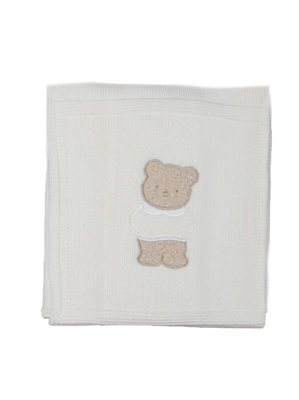 Coperta panna con orso bouclè neonato