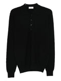 Polo nera jacquard Paolo Pecora