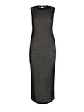 Abito lungo Eileen in rete crochet lurex nero