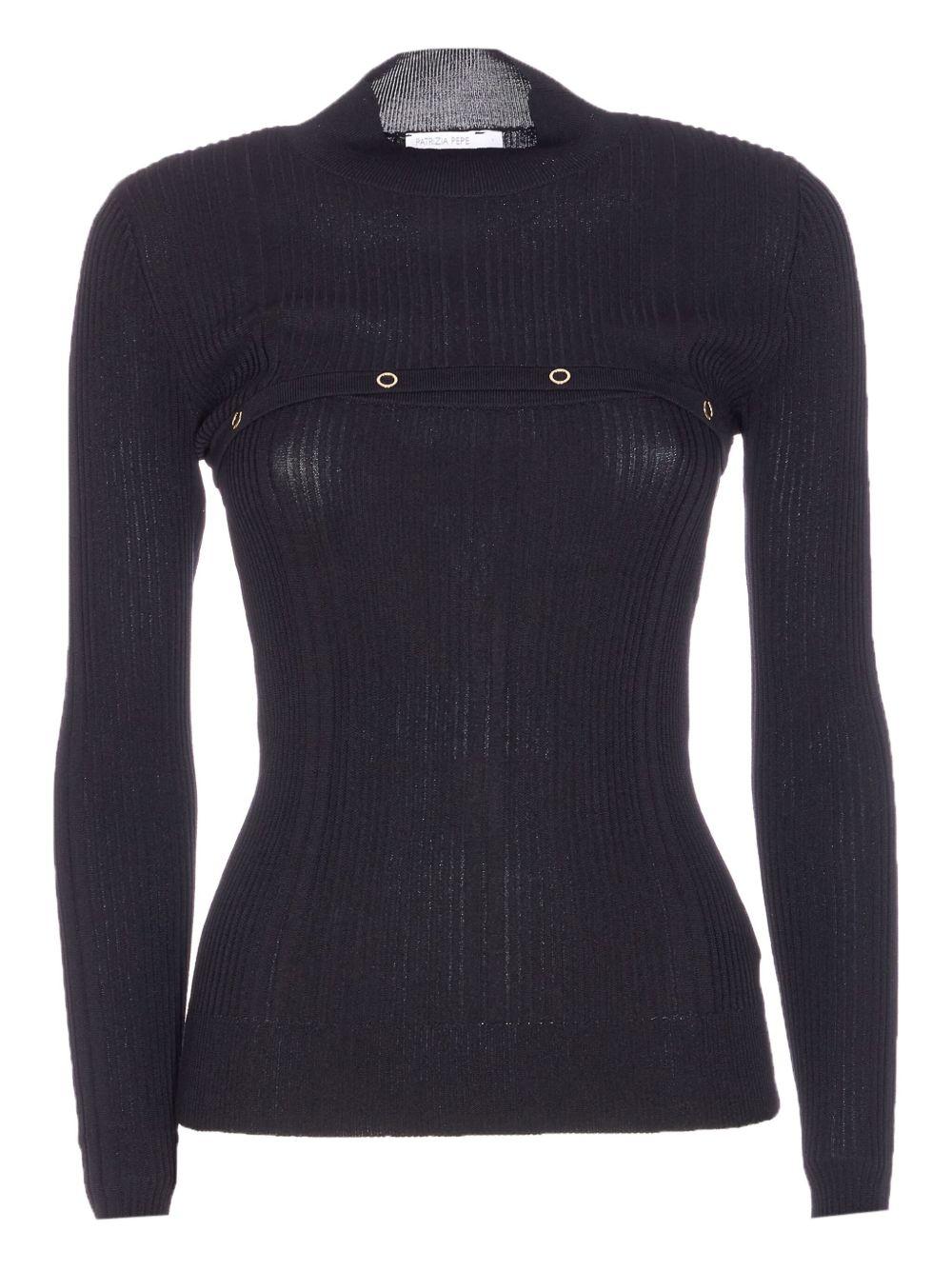 Top nero a coste con bottoni oro 8K0329K280 K103 PATRIZIA PEPE 