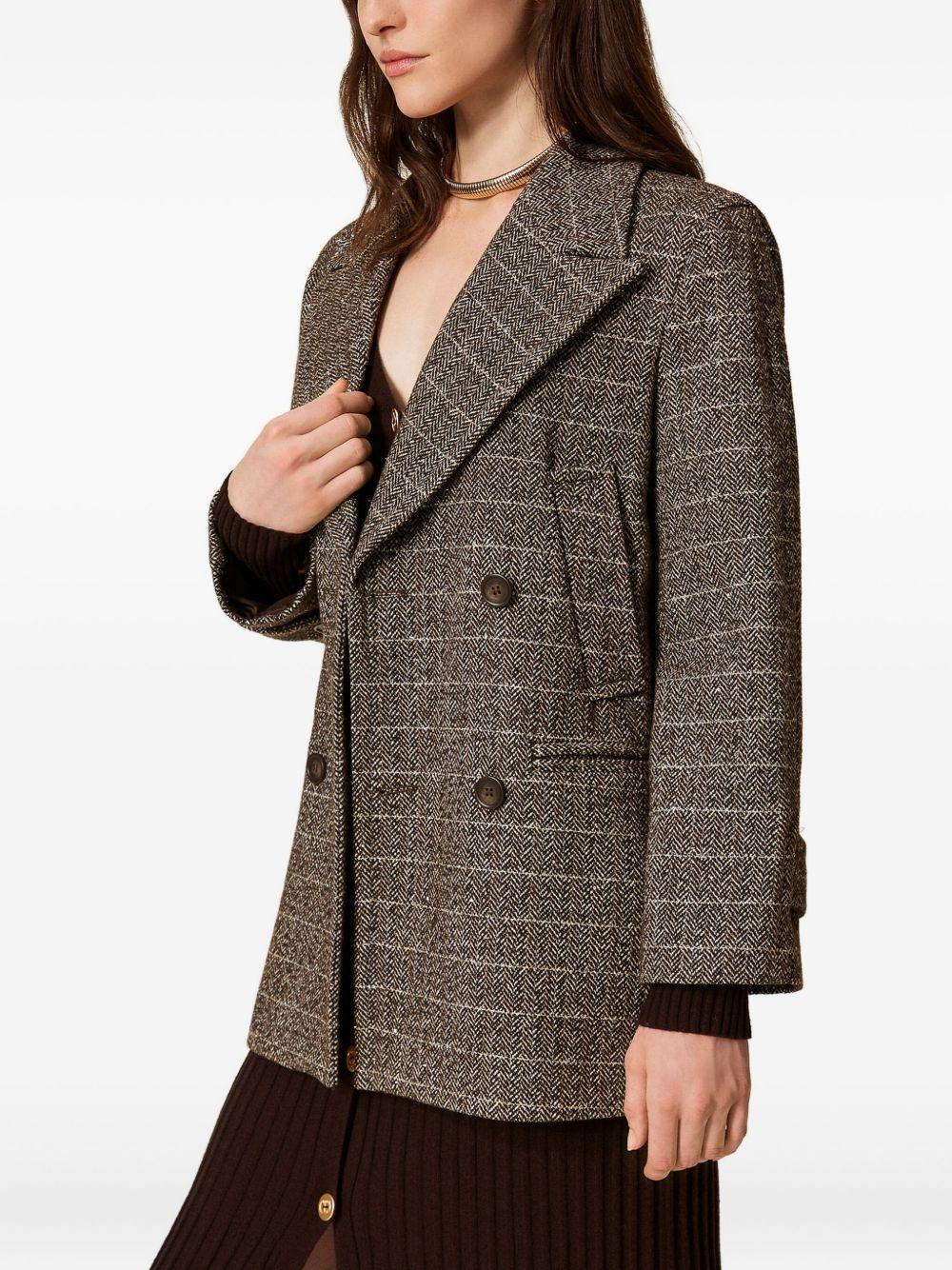 Cappotto in Lana con Motivo a Spina di Pesce 252TT2031 12893 TWINSET 