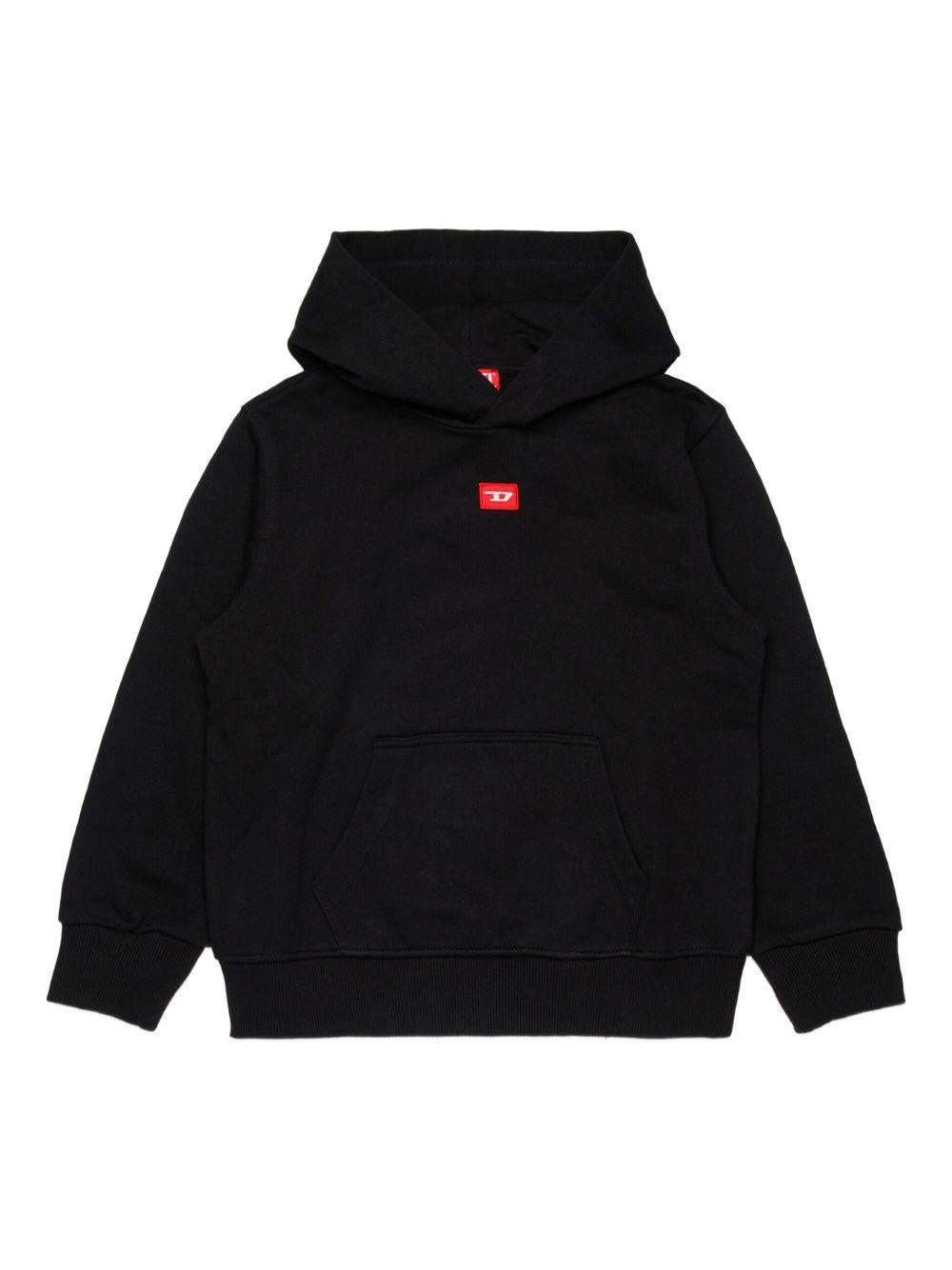 Felpa Nera con Cappuccio e Logo J025020GEAD K900 DIESEL KIDS 