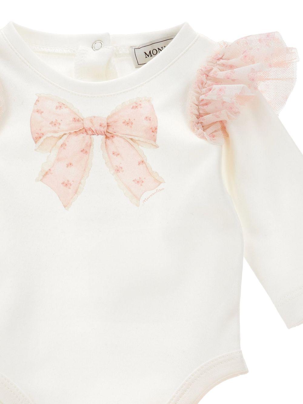 Set Pantaloni Rosa con Fiocco e Ricamo Floreale 35F5026000 0191 MONNALISA KIDS 
