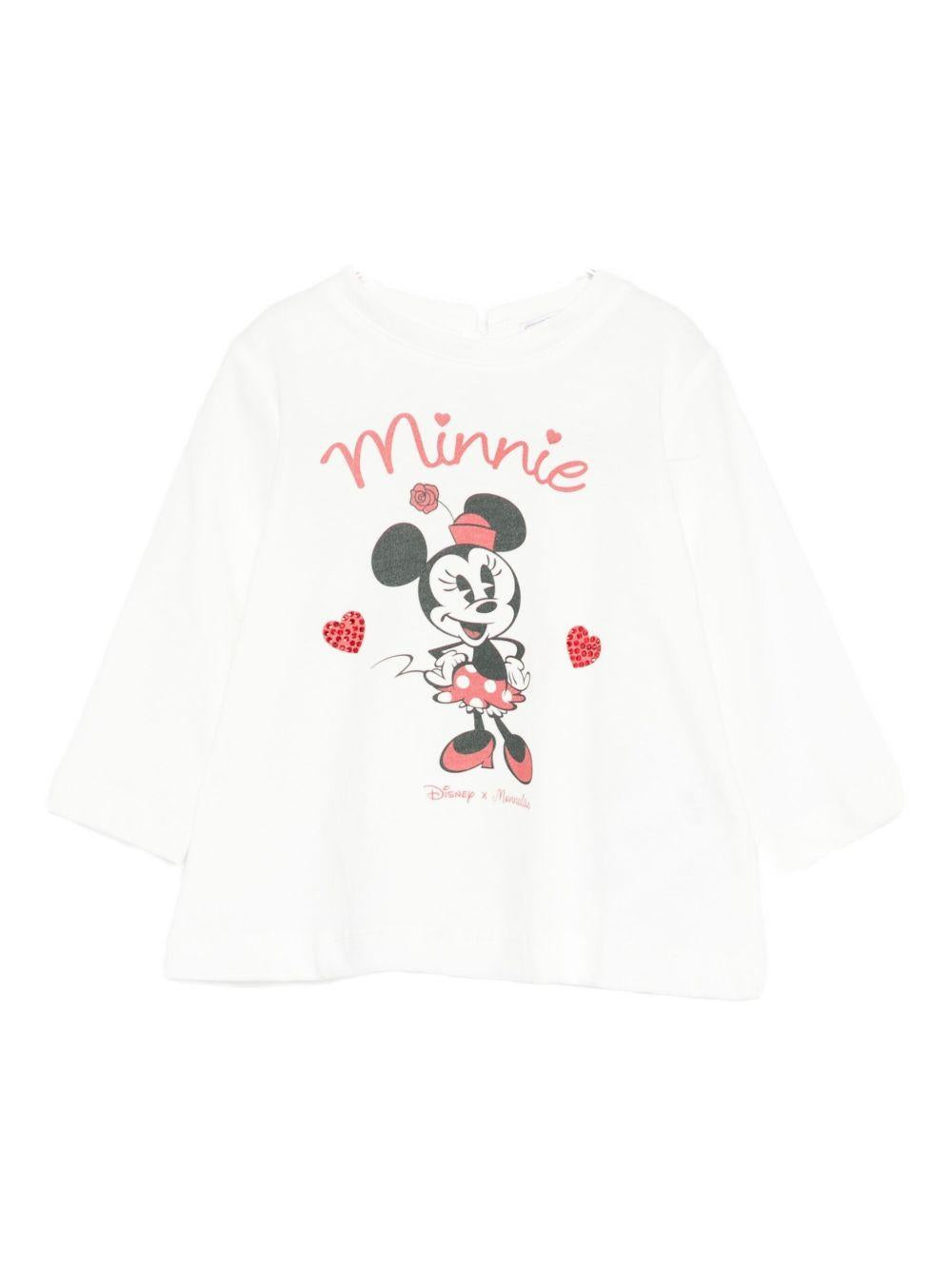 T-shirt panna con stampa Minnie 39F6106005 0001 MONNALISA KIDS 