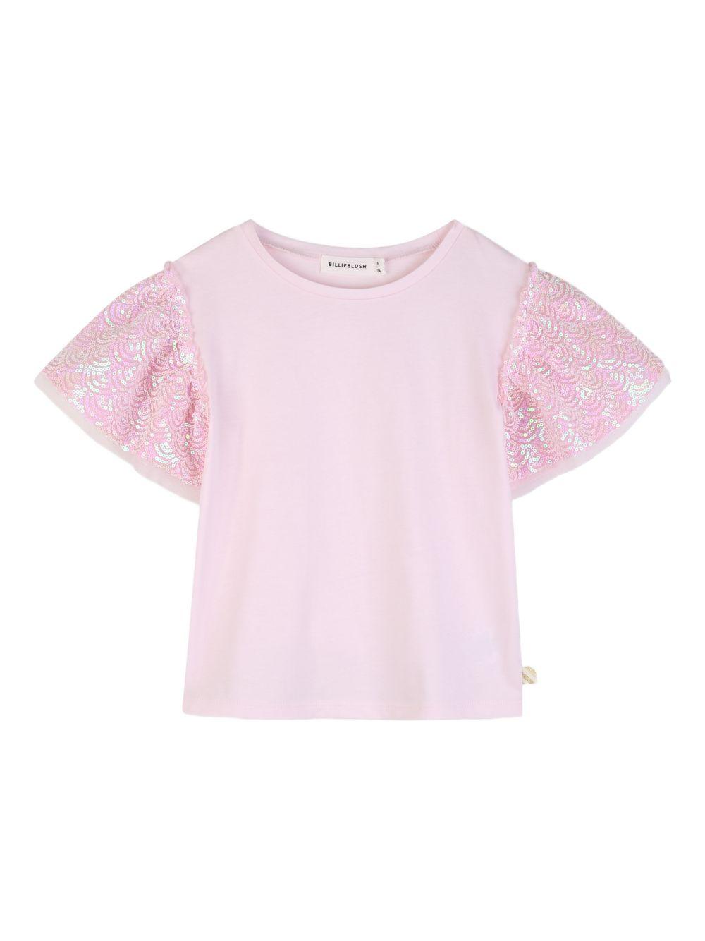 T-shirt con maniche ricamate U21938 44L BILLIE BLUSH KIDS 