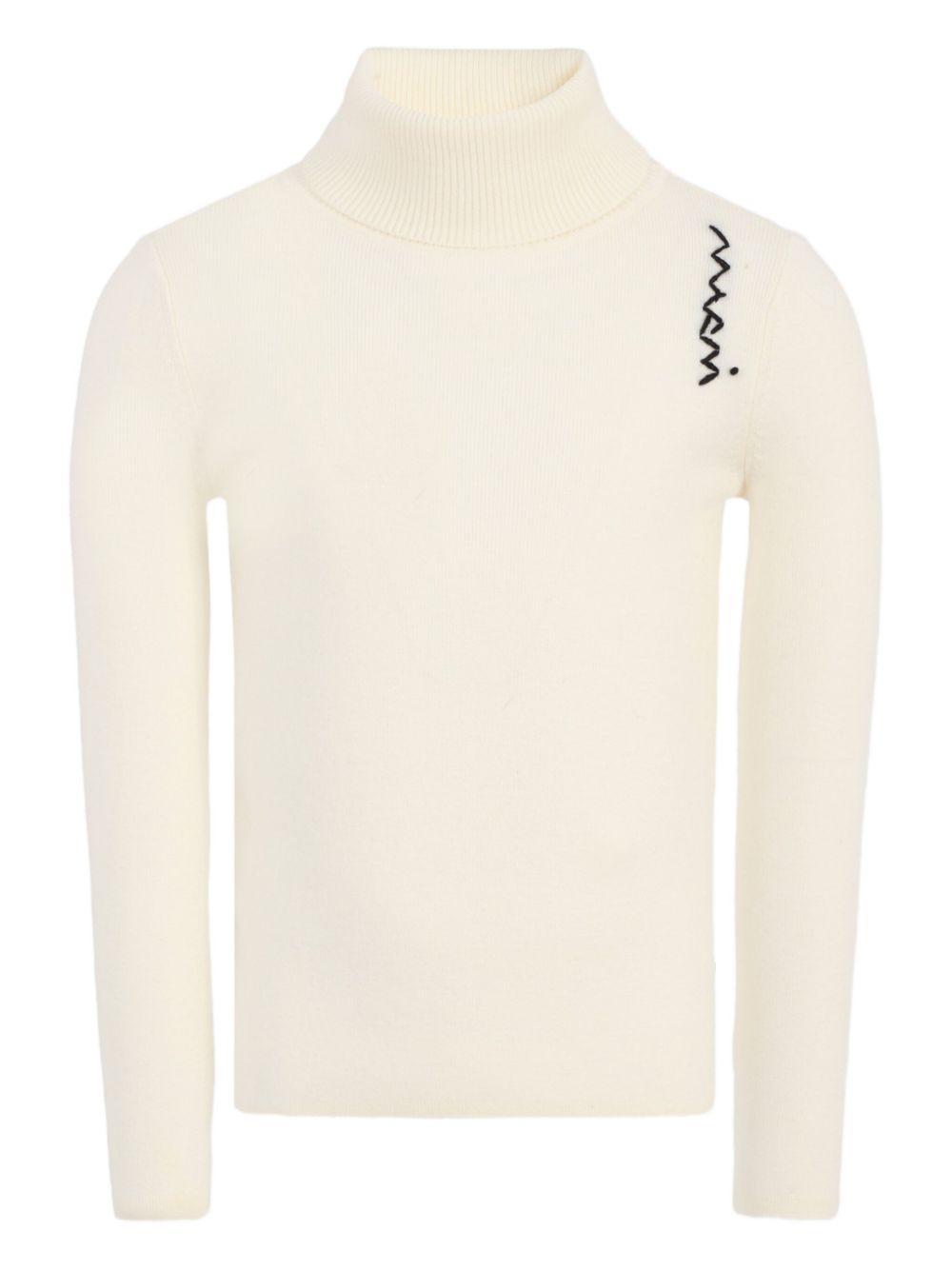 Maglia a collo alto ricamato a zig-zag M01497M00W9 0M114 MARNI KIDS 