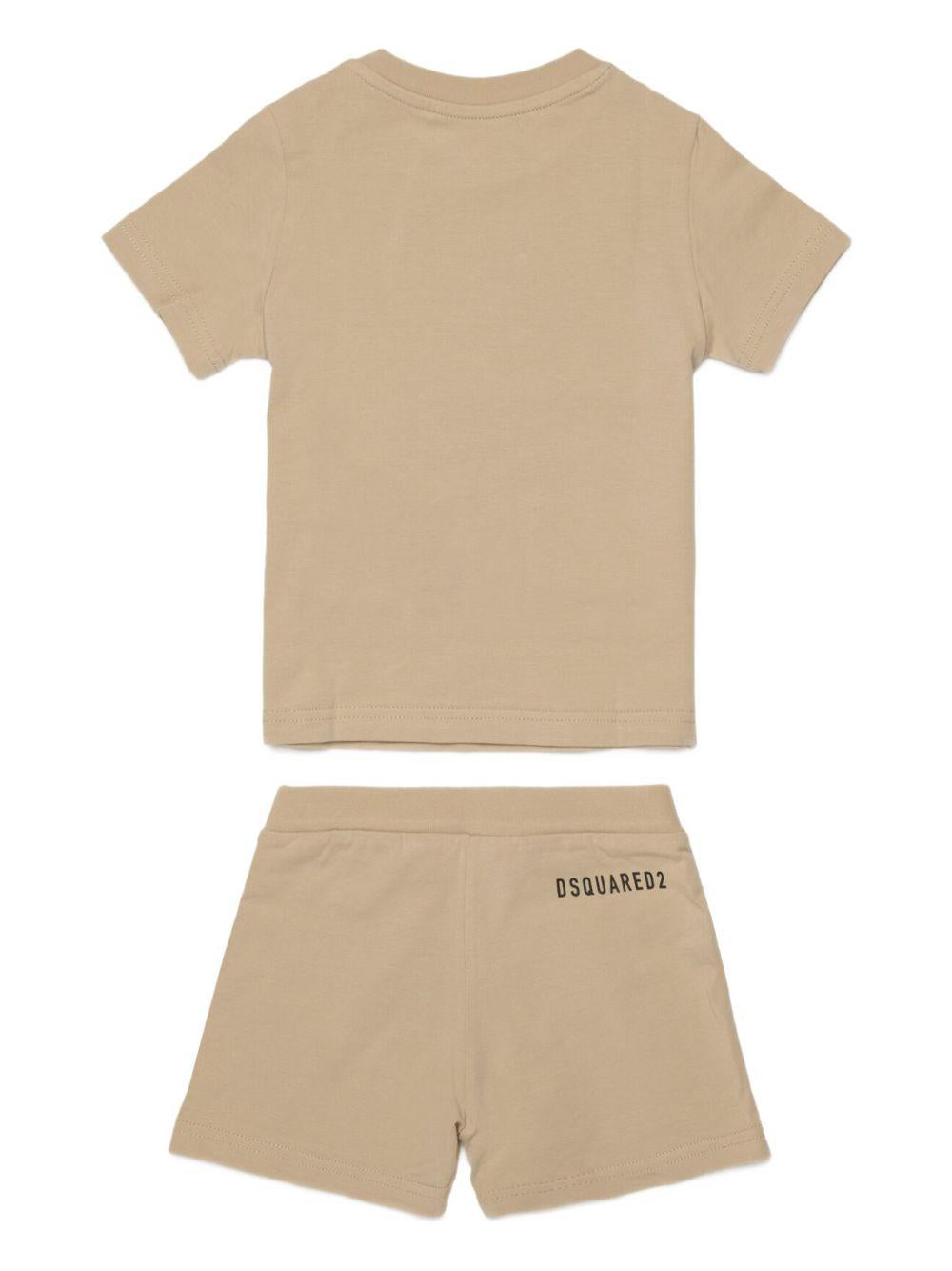 Completo t-shirt e shorts in cotone con logo DQ3249D008J DQ717 DSQUARED KIDS 