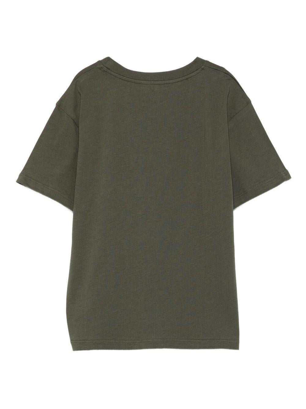 T-shirt Verde Oliva con Logo Metallizzato BX8Q81Z3186 762 BALMAIN KIDS 