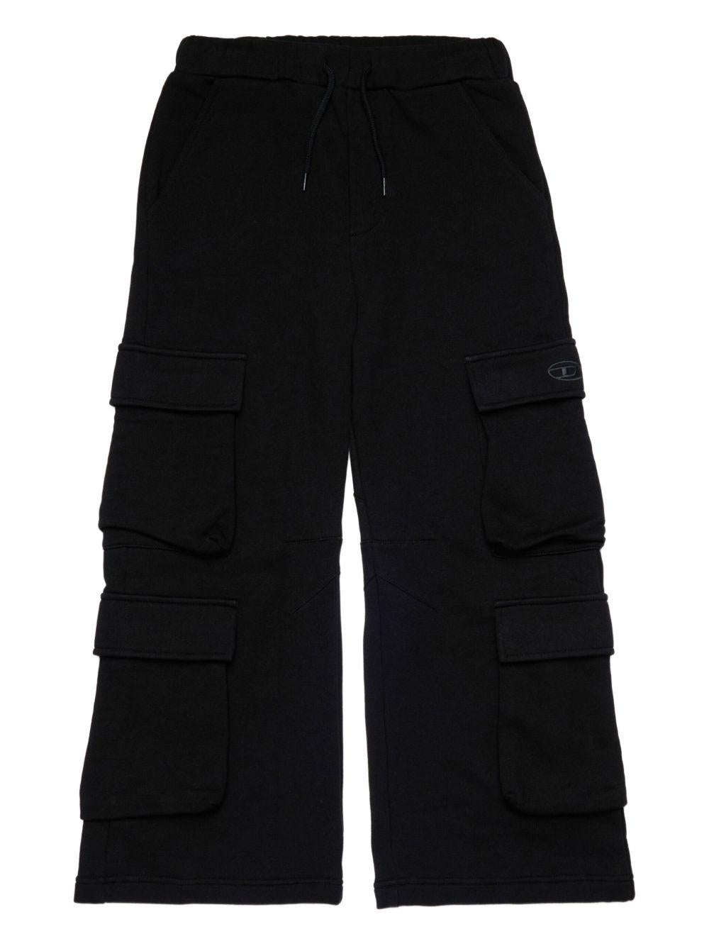 Pantaloni Neri in Cotone con Gamba Ampia J02411KYAU6 K900 DIESEL KIDS 