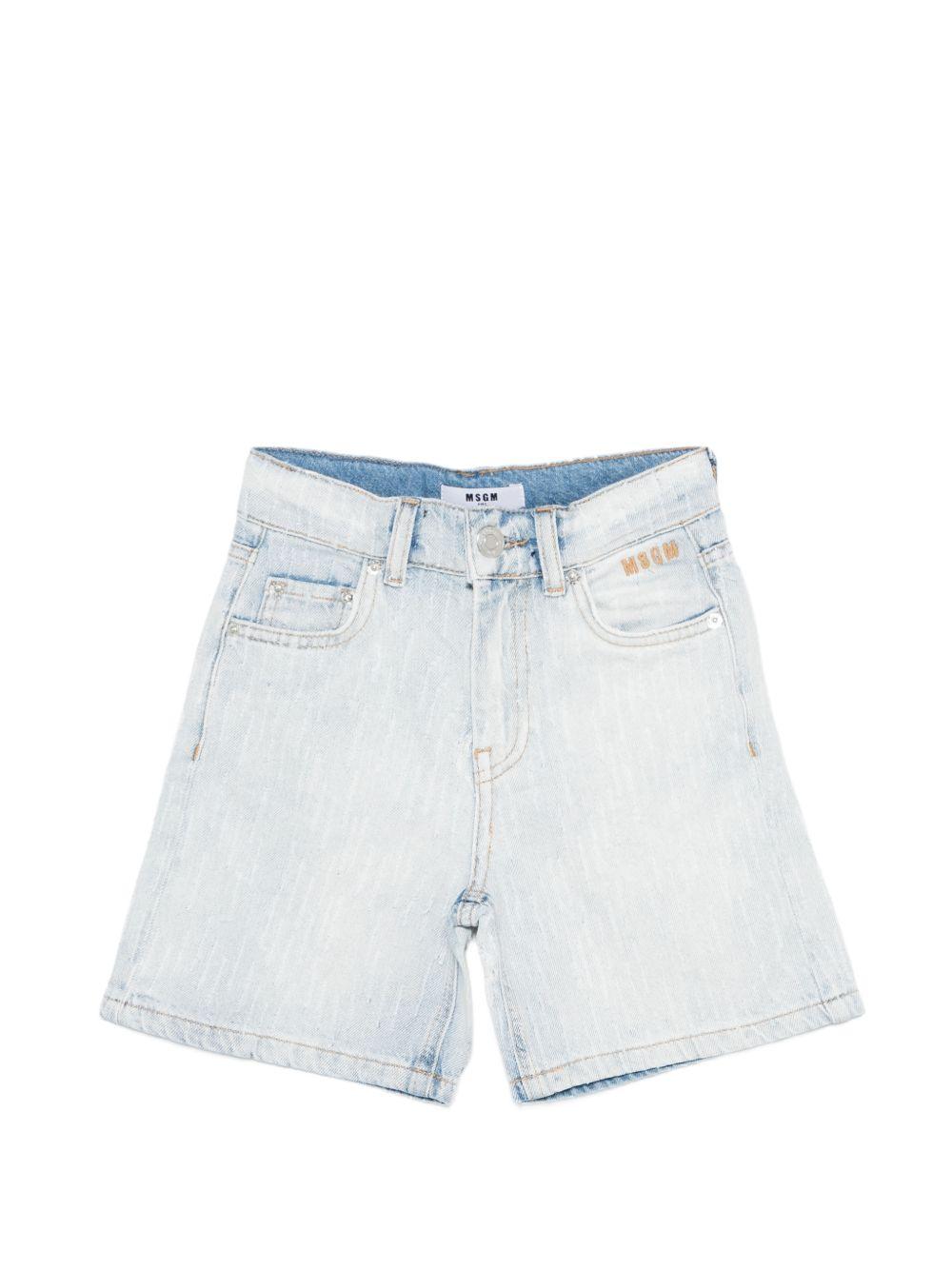 Shorts in denim delavé S6MSJUBE045 126 MSGM KIDS 