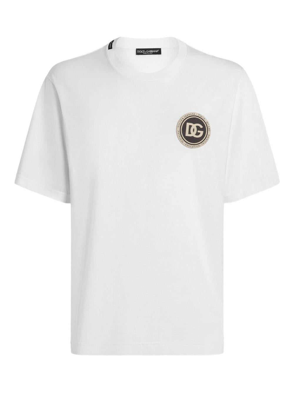 T-shirt in cotone girocollo con patch logo G8PN9ZG7PZF W0800 DOLCE&GABBANA 