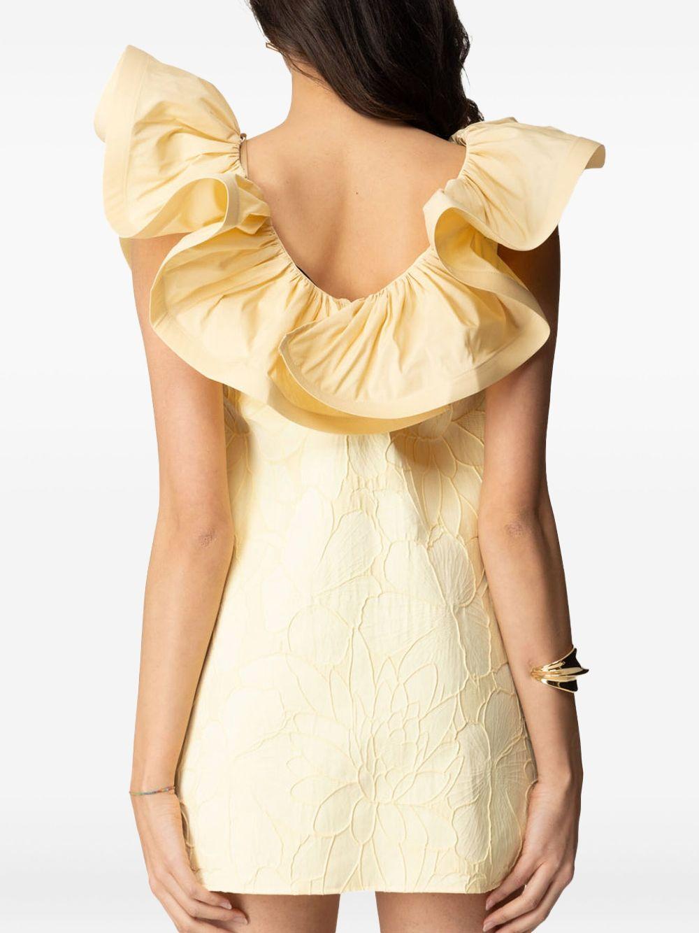 Abito in jacquard floreale con ruche lemonade