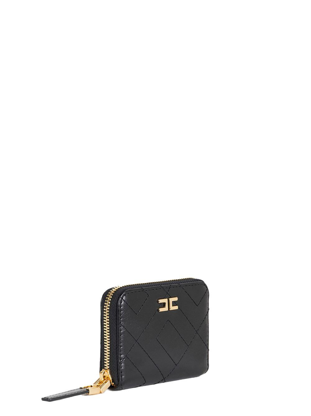 Portafoglio con zip e logo nero