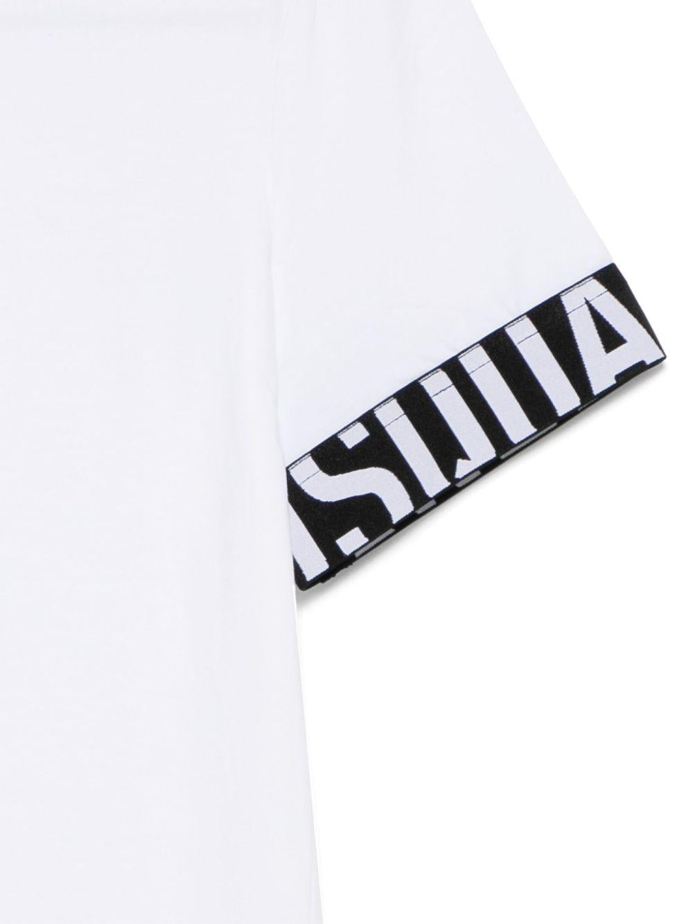 T-shirt bianca orlo logato nero