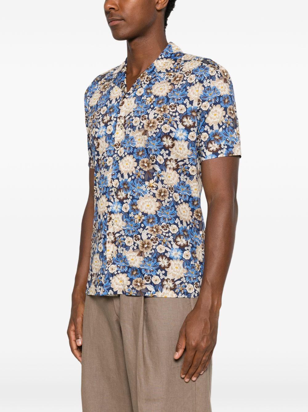 001 Camicia Fnd.blu Fantasia Fiori Beige BS403MM ST8079 001 BRIAN DALES 