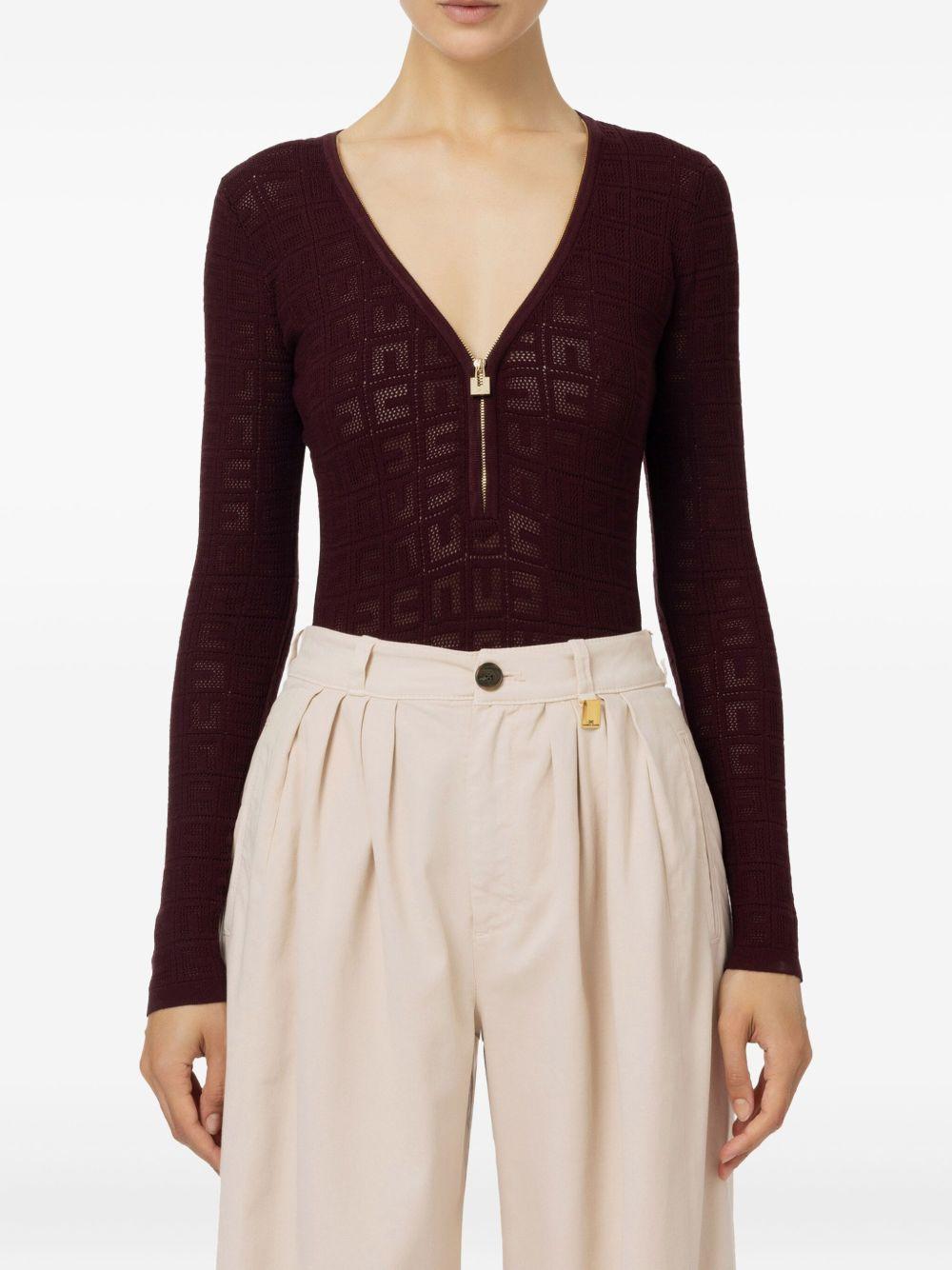 Body rosso nero logo monogram all-over in punto rete BK65B46E2 CG3 ELISABETTA FRANCHI 