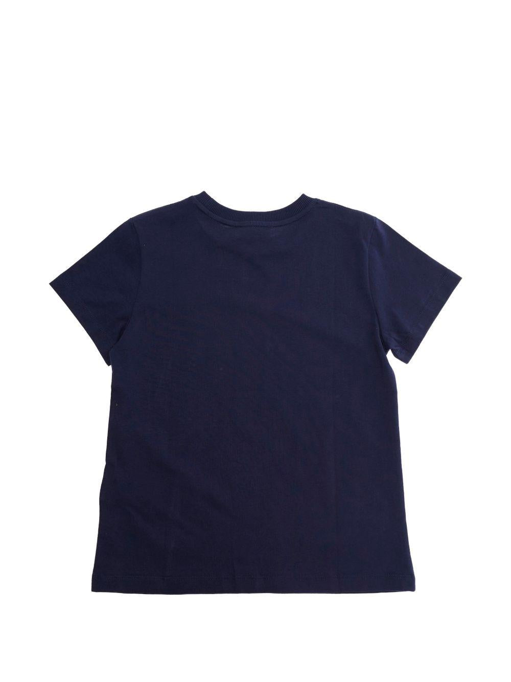 T-shirt in cotone con logo ricamato HUM05TLAA02 40016 MOSCHINO KIDS 