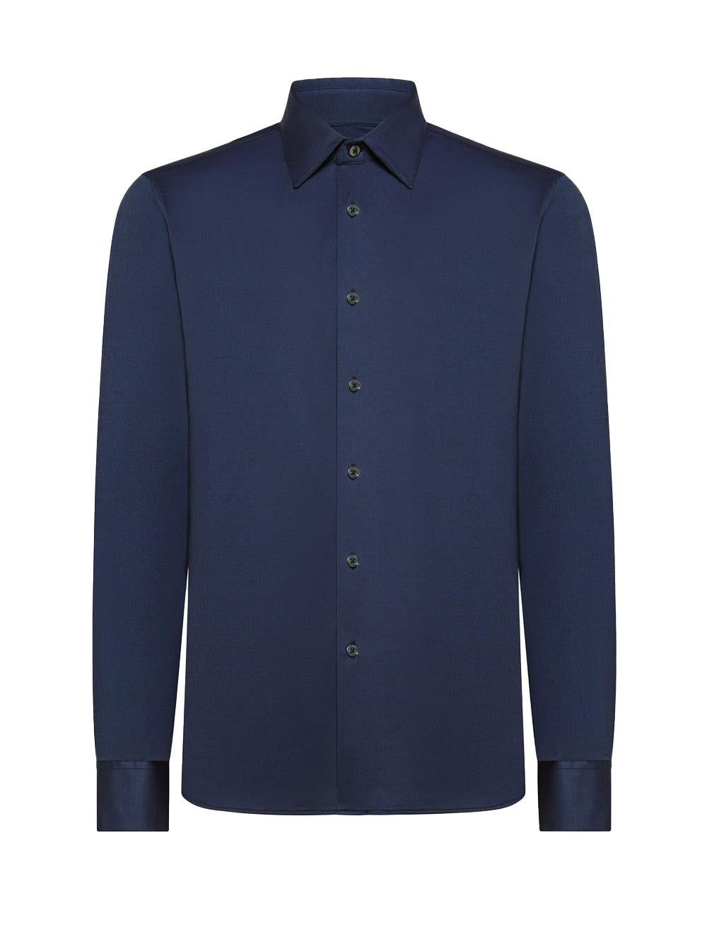 Camicia Oxford Jacquard blu deep