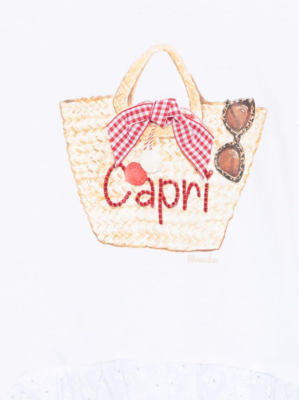 T-shirt bianca stampa borsa Capri