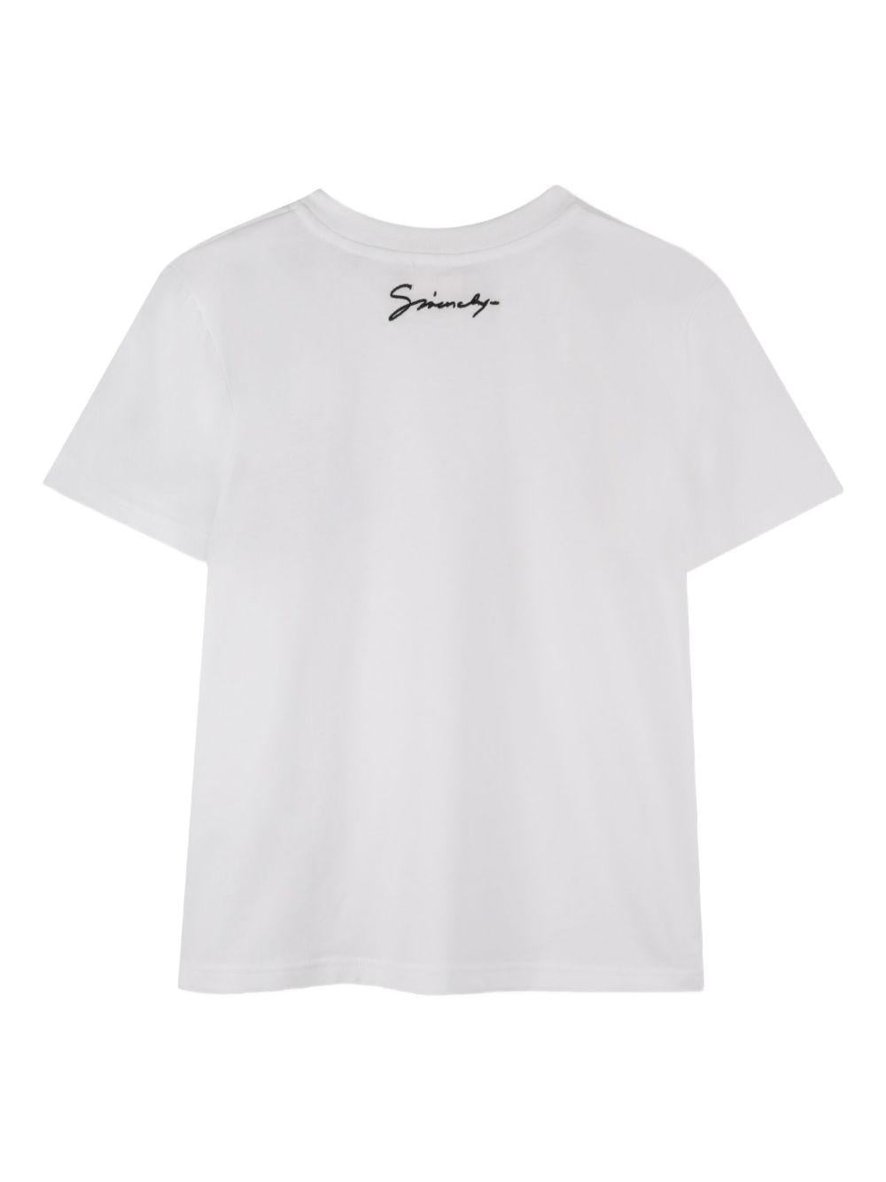 T-shirt in Cotone Biologico con Logo Ricamato H30957 10P GIVENCHY KIDS 