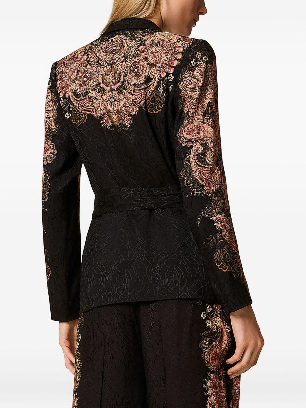 Blazer Nero con Stampa Paisley e Cintura in Vita 252TP2040 12742 TWINSET 