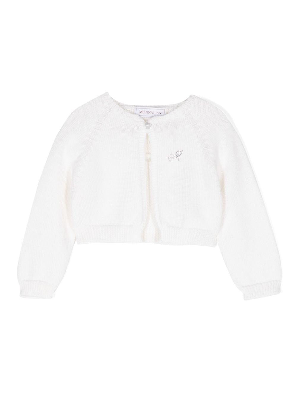 Cardigan bianco neonata lana 73D8004097 0001 MONNALISA KIDS 