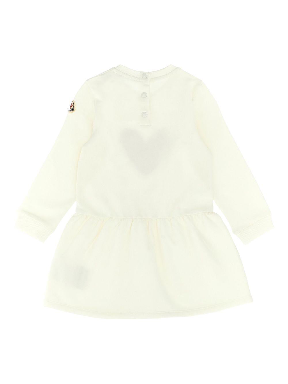 Abito Bianco con Stampa a Cuore e Ruches K29518I0000489A23 034 MONCLER KIDS 