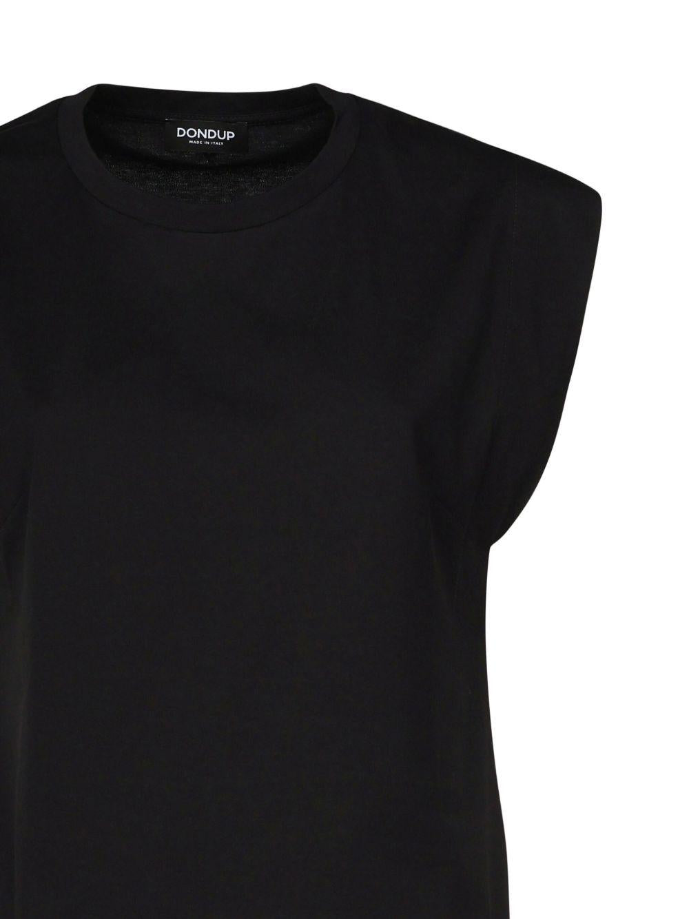 T-shirt nera maniche ad aletta