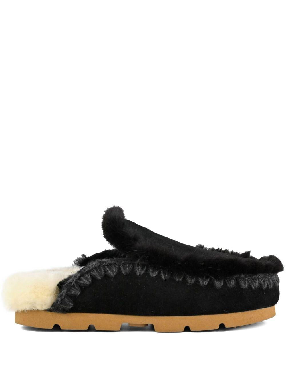 Pantofola winter bio in pelliccia nera MUFW431004A BKBK MOU 