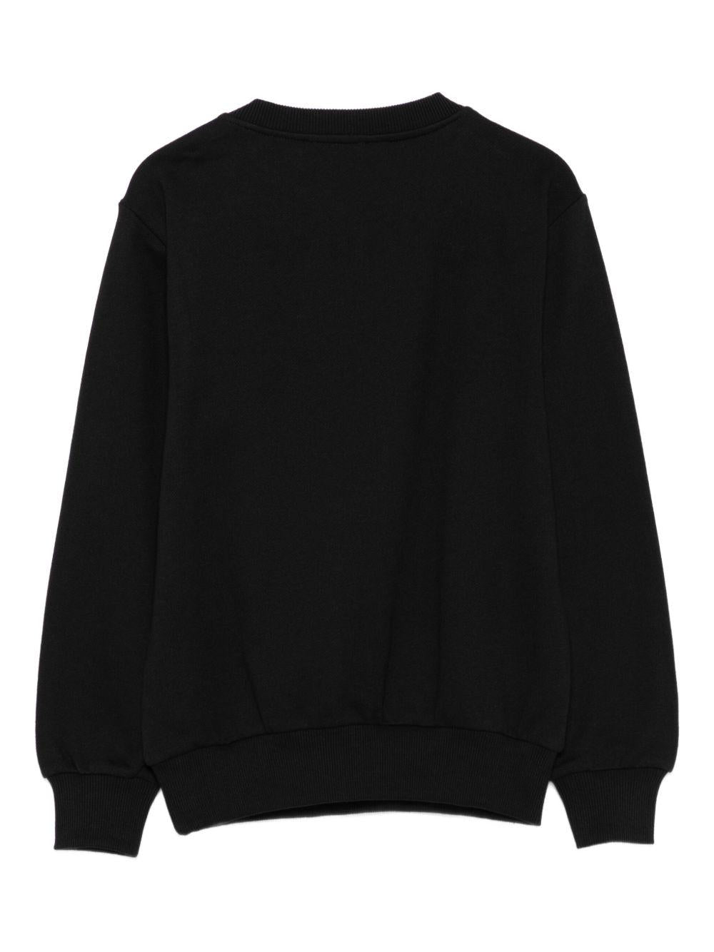 Felpa Nera Girocollo con Bottoni e Logo BX4R10Z3183 930OR BALMAIN KIDS 
