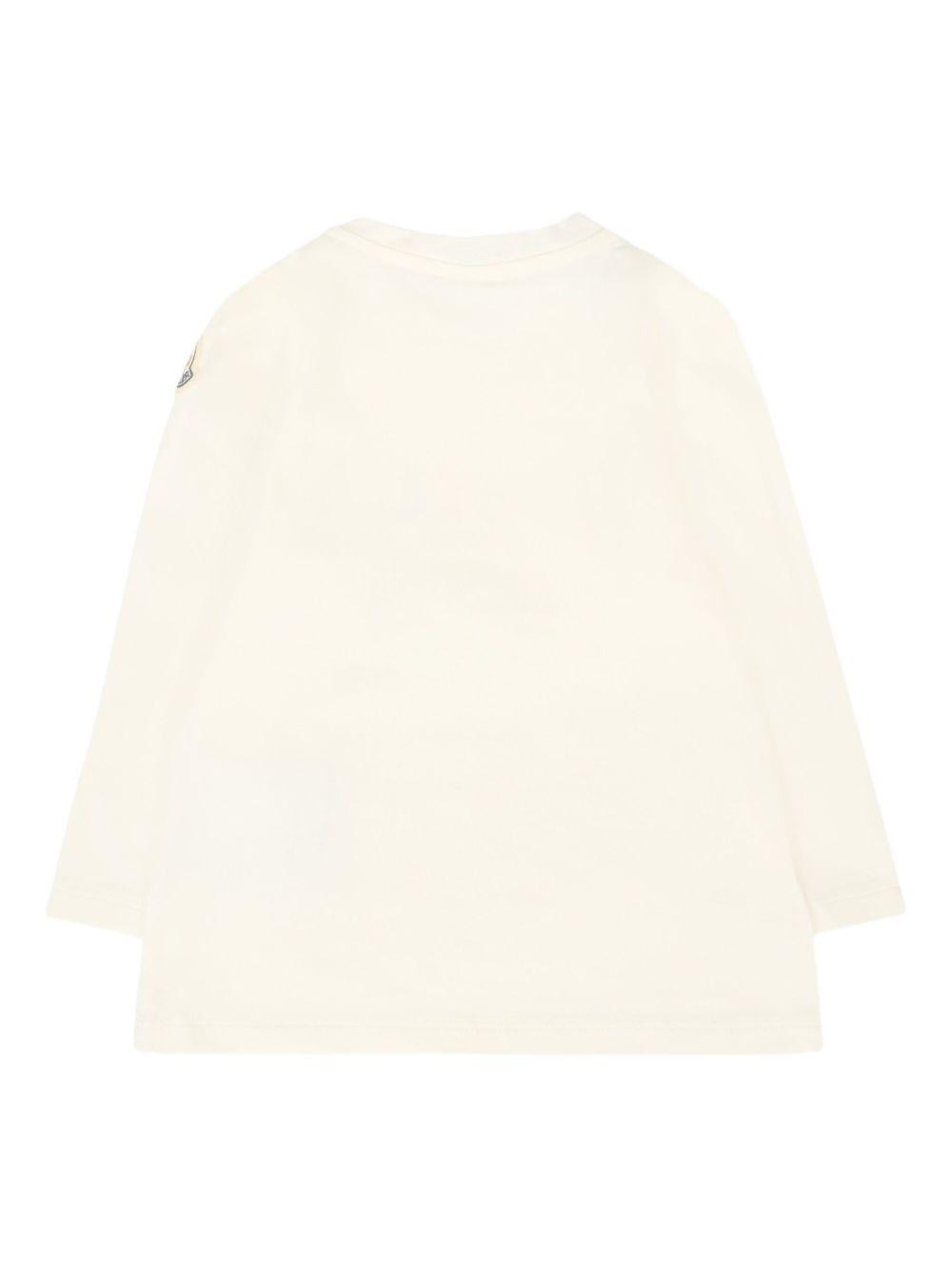 T-shirt Avorio Maniche Lunghe con Logo K29518D0000689AUM 034 MONCLER KIDS 