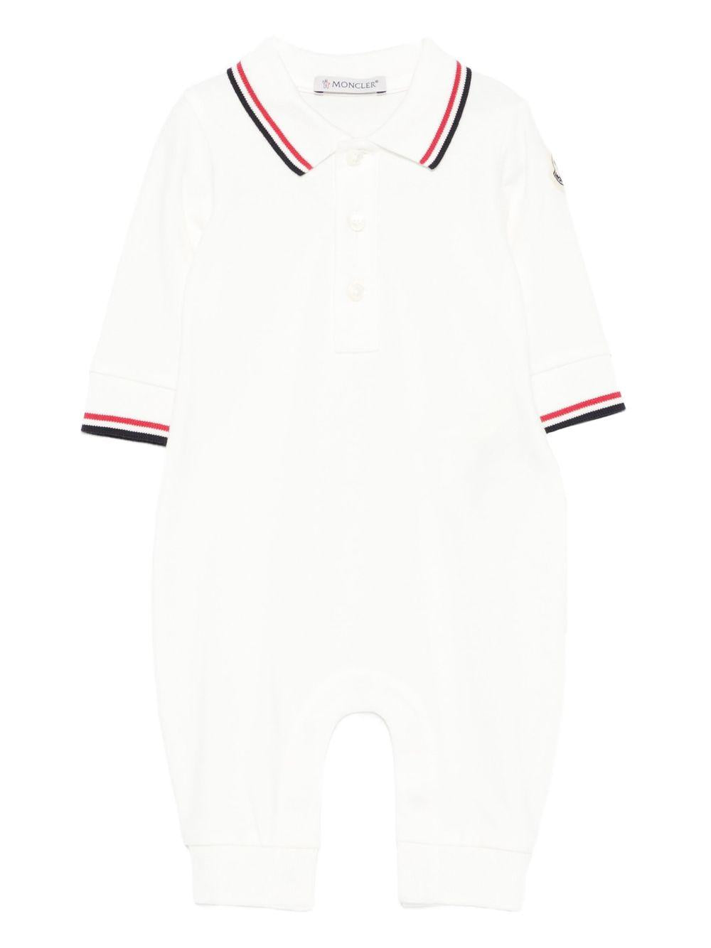 Tuta Bianca in Cotone con Collo Polo K29518L0001189AL2 034 MONCLER KIDS 
