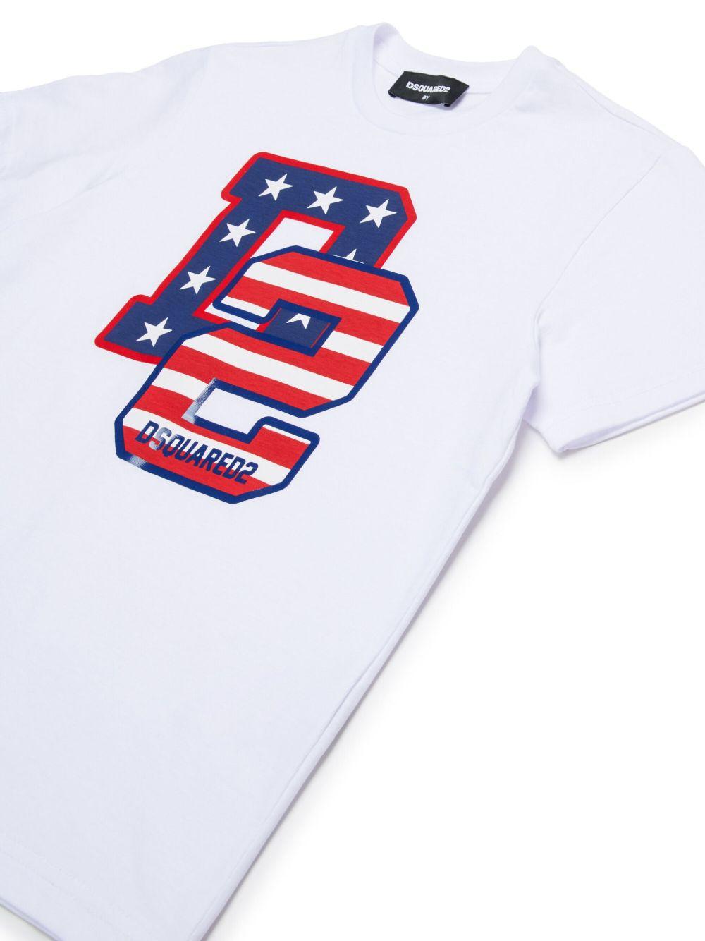 T-shirt bianca logo fantasia america