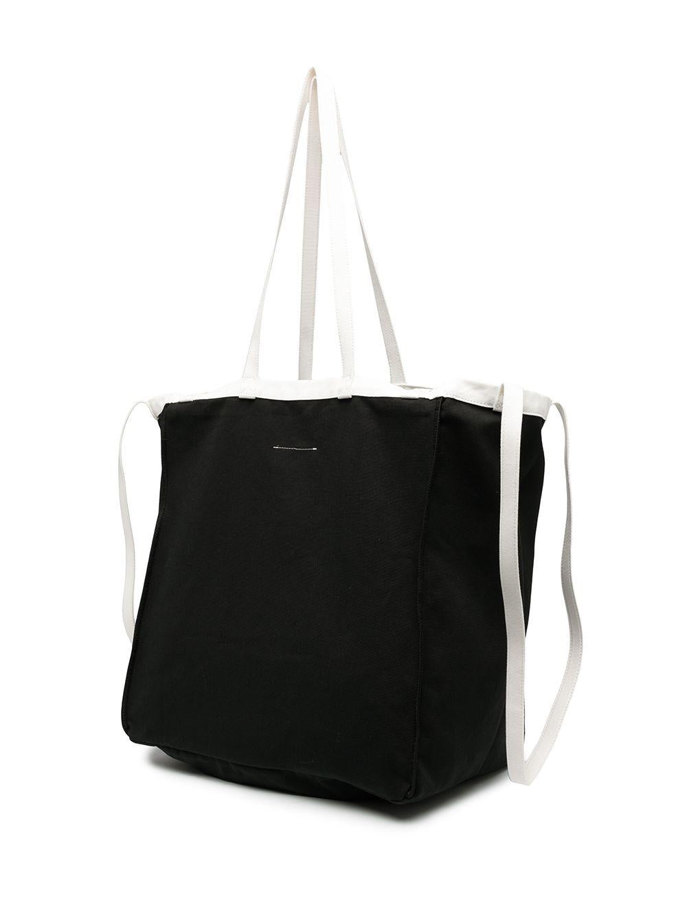 Borsa Tote nera con manici in contrasto S54WC0061P3631 T8013 MM6 MAISON MARGIELA 