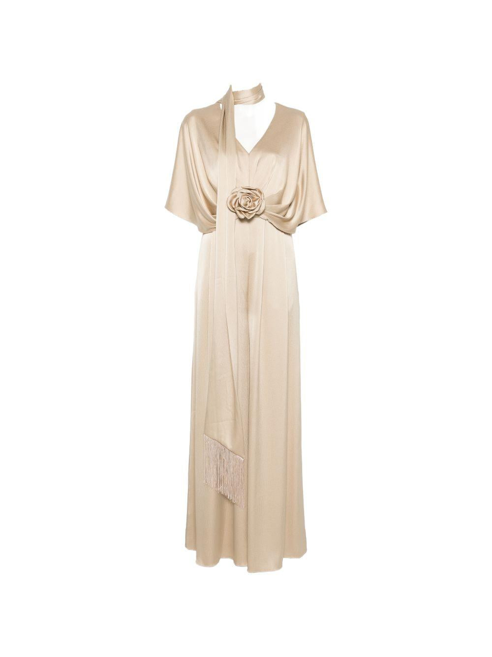 Abito lungo con dettaglio rosa e foulard 1G160RST00225 ARENA COUTURE CLUB 