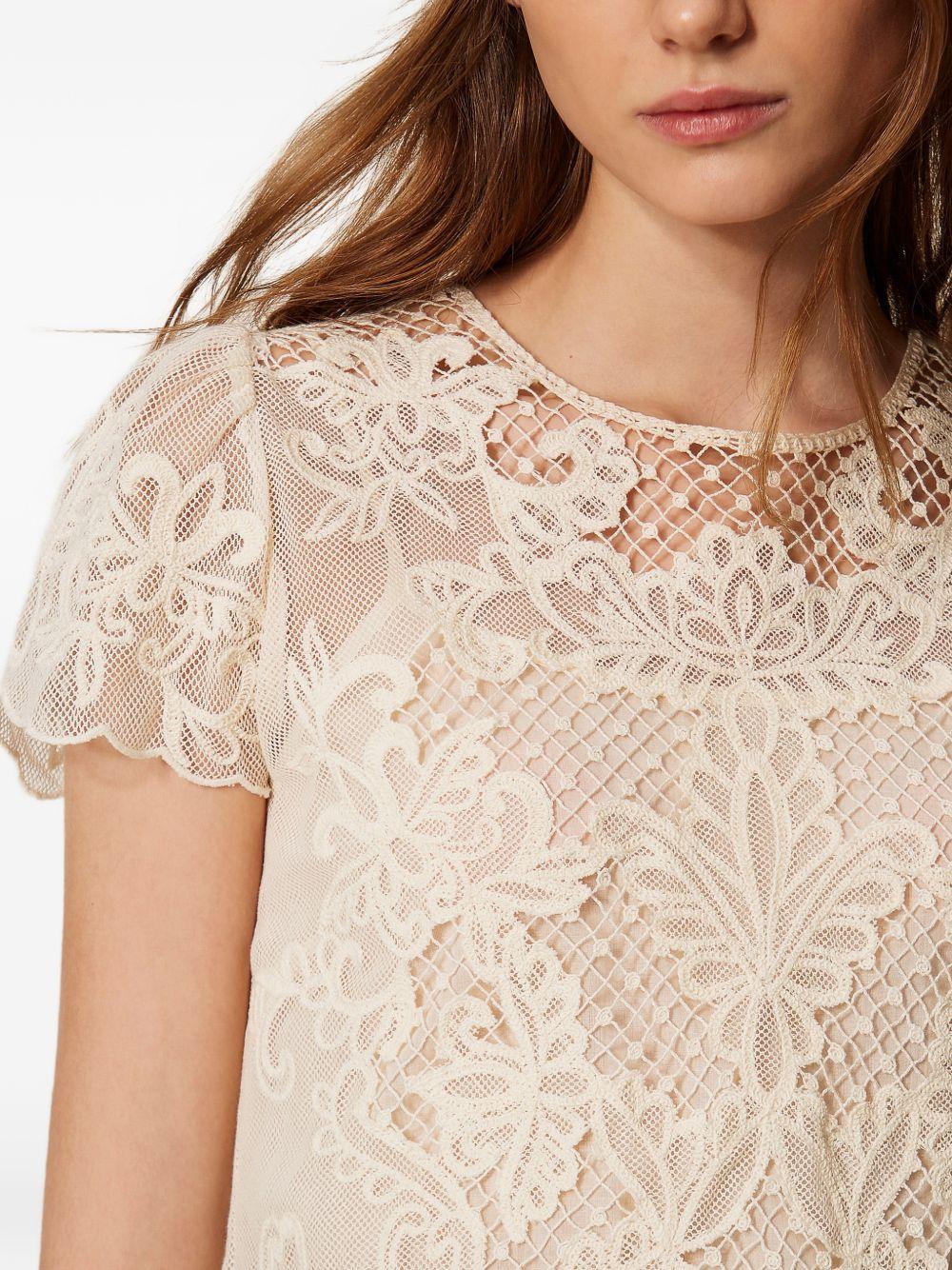 Top in pizzo avorio con maniche corte 261TP2581 00282 TWINSET 