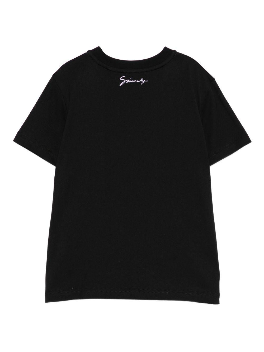 T-shirt in Cotone con Applicazione e Logo Ricamato H30957 09B GIVENCHY KIDS 