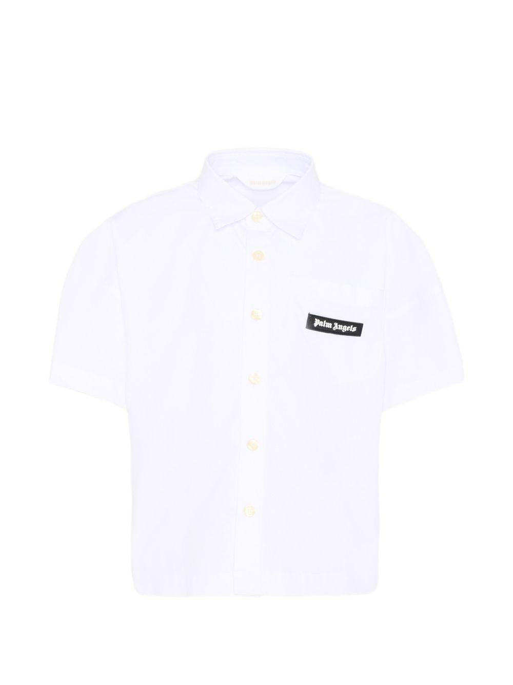 Camicia in cotone a maniche corte PBGG003S26FAB001 002 PALM ANGELS KIDS 