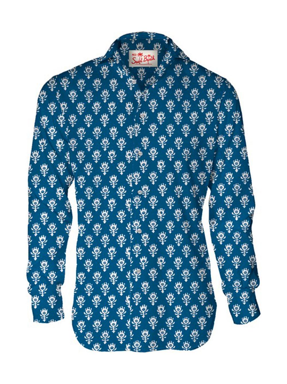 Camicia sikelia blu con fantasia SIK0001 01707H MC2 SAINT BARTH 