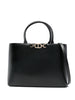 Black tote bag with handles and shoulder strap