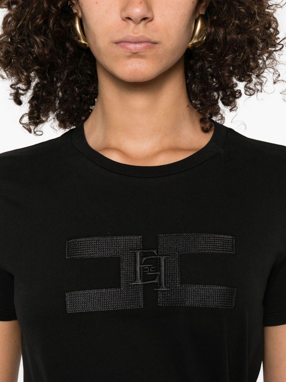 T-shirt con Girocollo e Logo Ricamato MA00756E2 110 ELISABETTA FRANCHI 