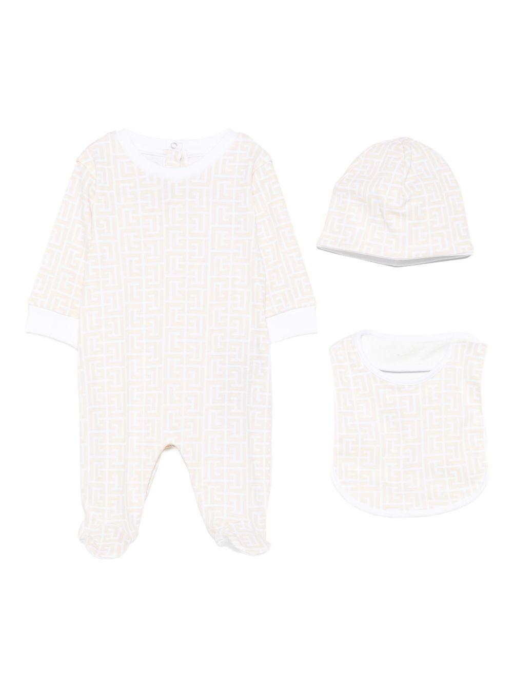 Tutine Beige con Motivo Geometrico BXB51AZ3503 109BC BALMAIN KIDS 